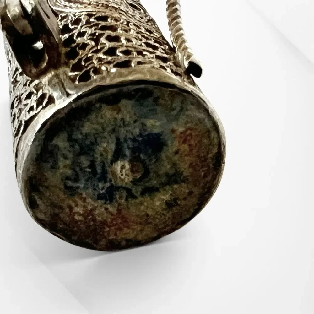 Vintage Filigree Brooch Golf Clubs Bag Handcrafted Pin Ornate Silver Tone Estate